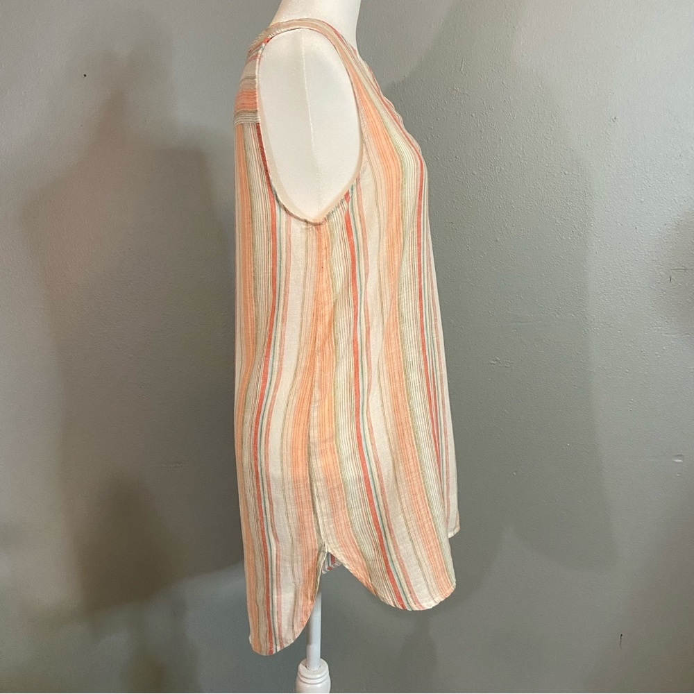Beachlunchlounge Women's Multicolored Linen & Cotton Blend Sleeveless Tunic Top - Picture 5 of 11